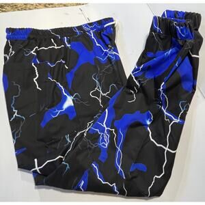 Romwe Men's Blue and Black Lightening Joggers - Size Small